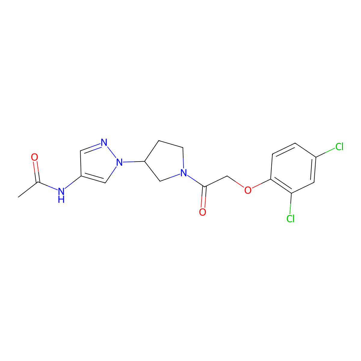 N-(1-{1-[2-(2,4-dichlorophenoxy)acetyl]pyrrolidin-3-yl}-1H-pyrazol-4-yl)acetamide molecular structure, CAS 2415455-34-2