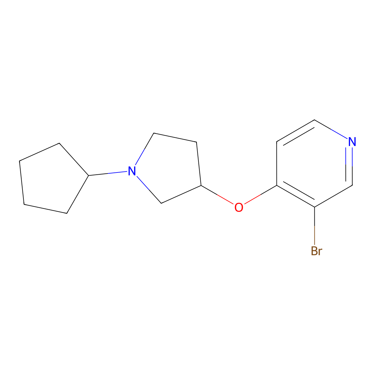 3-Bromo-4-[(1-cyclopentylpyrrolidin-3-yl)oxy]pyridine molecular structure, CAS 2415455-43-3