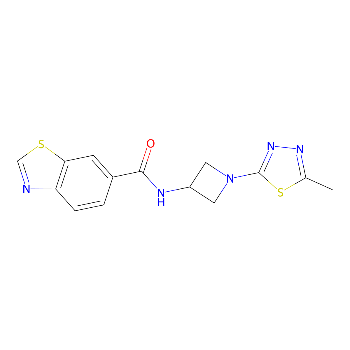 N-[1-(5-Methyl-1,3,4-thiadiazol-2-yl)azetidin-3-yl]-1,3-benzothiazole-6-carboxamide molecular structure, CAS 2415455-48-8