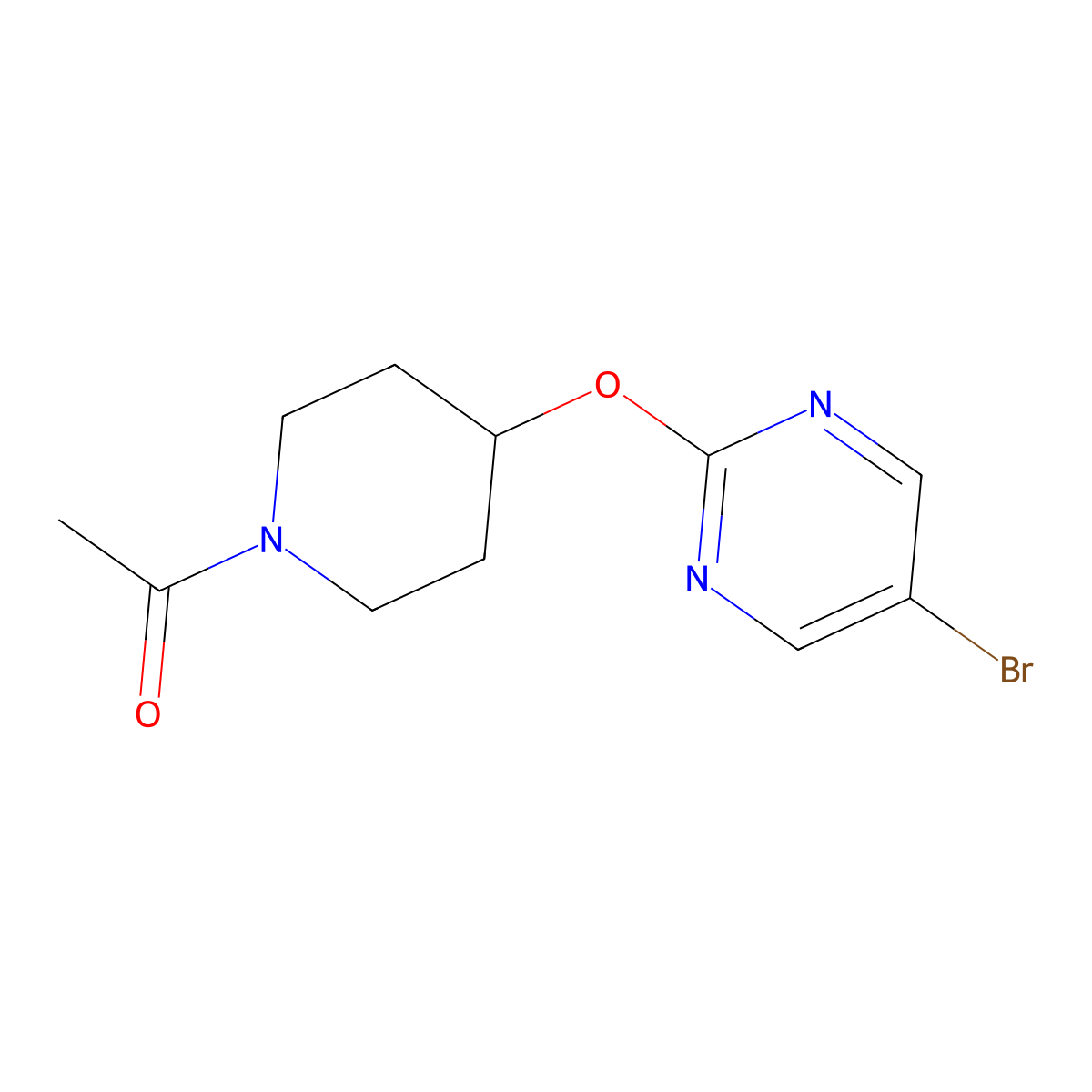 1-{4-[(5-Bromopyrimidin-2-yl)oxy]piperidin-1-yl}ethan-1-one molecular structure, CAS 2415455-53-5