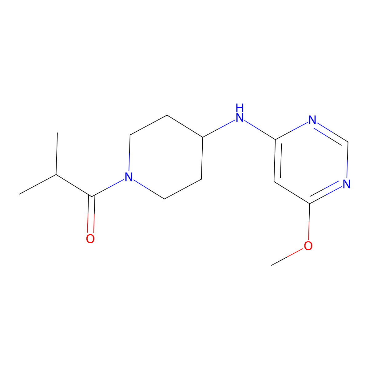 1-{4-[(6-Methoxypyrimidin-4-yl)amino]piperidin-1-yl}-2-methylpropan-1-one molecular structure, CAS 2415455-56-8