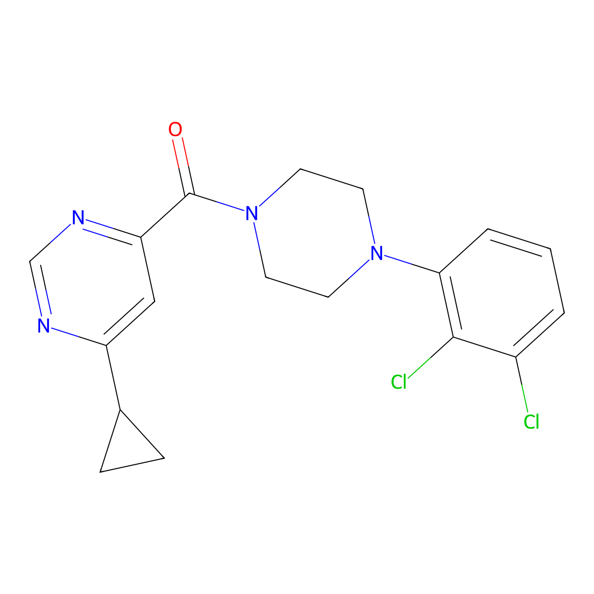 4-Cyclopropyl-6-[4-(2,3-dichlorophenyl)piperazine-1-carbonyl]pyrimidine molecular structure, CAS 2415455-63-7