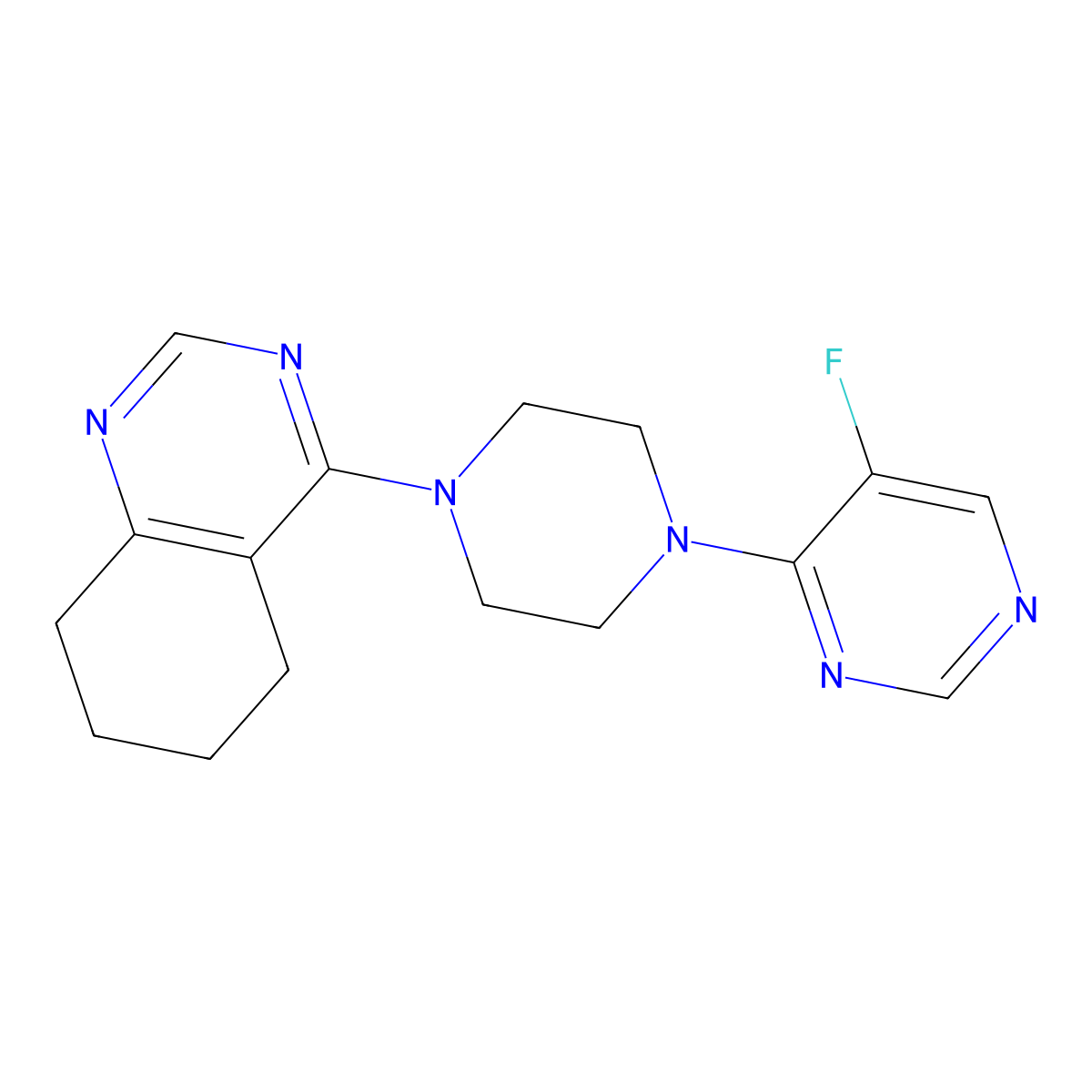4-[4-(5-Fluoropyrimidin-4-yl)piperazin-1-yl]-5,6,7,8-tetrahydroquinazoline molecular structure, CAS 2415455-65-9