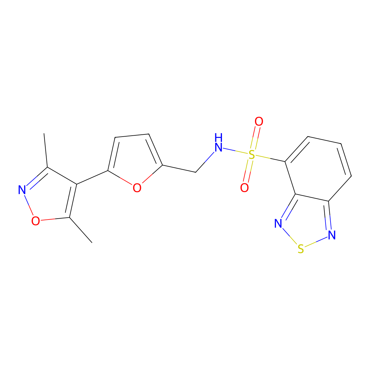 N-{[5-(3,5-dimethyl-1,2-oxazol-4-yl)furan-2-yl]methyl}-2,1,3-benzothiadiazole-4-sulfonamide molecular structure, CAS 2415455-67-1