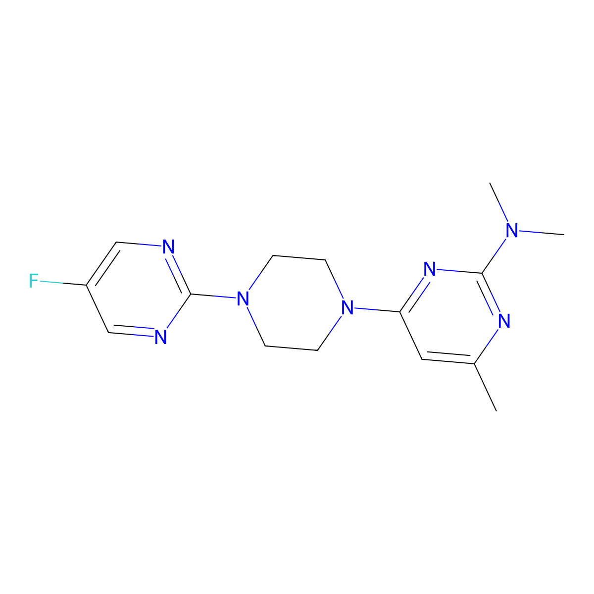 4-[4-(5-fluoropyrimidin-2-yl)piperazin-1-yl]-N,N,6-trimethylpyrimidin-2-amine molecular structure, CAS 2415455-69-3