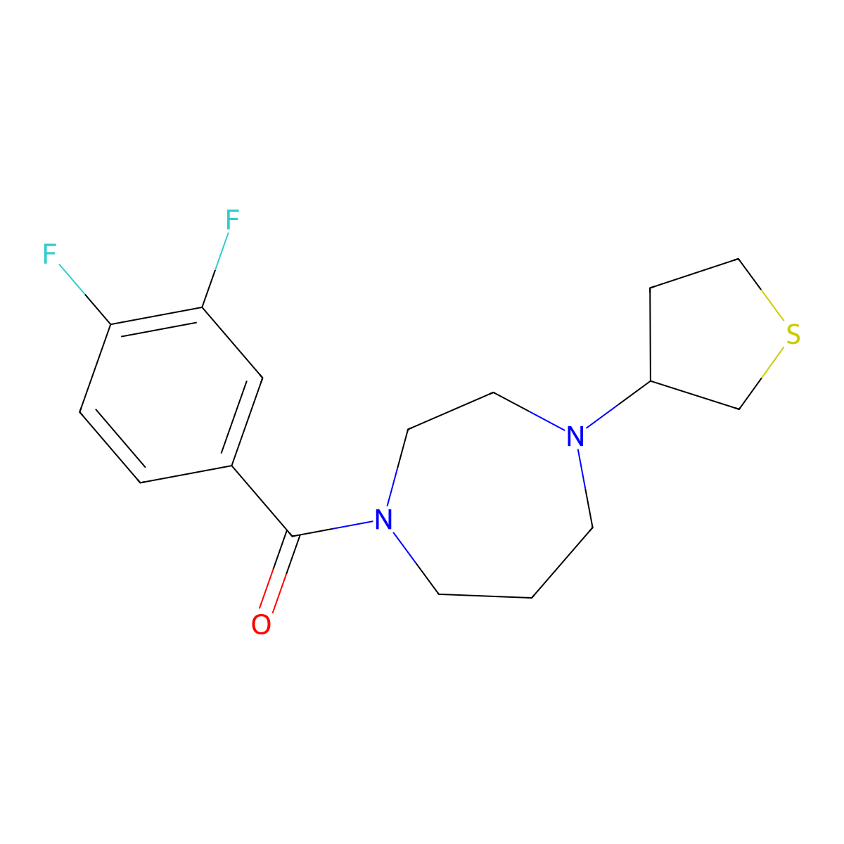 1-(3,4-Difluorobenzoyl)-4-(thiolan-3-yl)-1,4-diazepane molecular structure, CAS 2415455-73-9