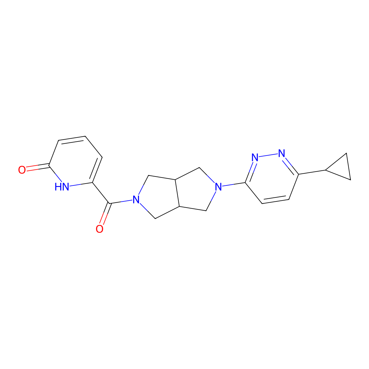 6-[5-(6-Cyclopropylpyridazin-3-yl)-octahydropyrrolo[3,4-c]pyrrole-2-carbonyl]-1,2-dihydropyridin-2-one molecular structure, CAS 2415455-76-2