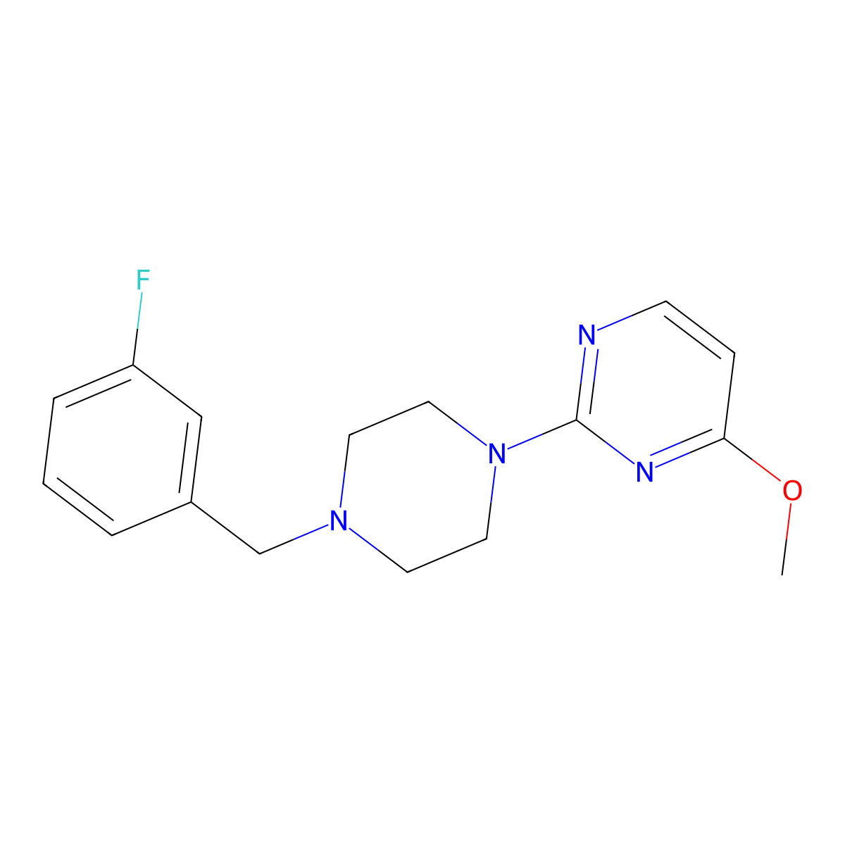 2-{4-[(3-Fluorophenyl)methyl]piperazin-1-yl}-4-methoxypyrimidine molecular structure, CAS 2415455-81-9