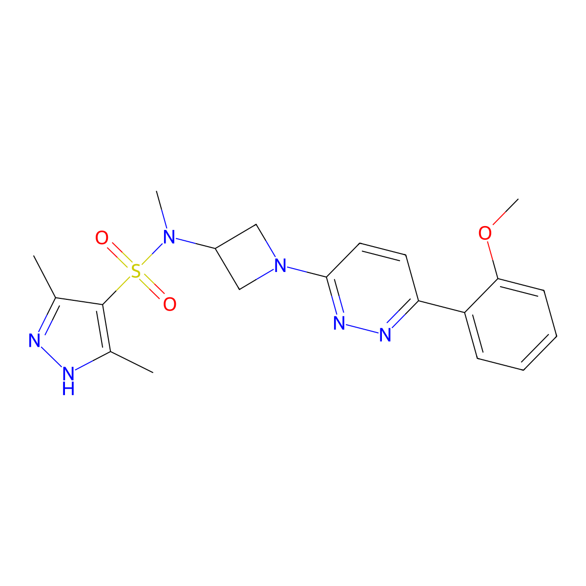 N-{1-[6-(2-methoxyphenyl)pyridazin-3-yl]azetidin-3-yl}-N,3,5-trimethyl-1H-pyrazole-4-sulfonamide molecular structure, CAS 2415455-85-3