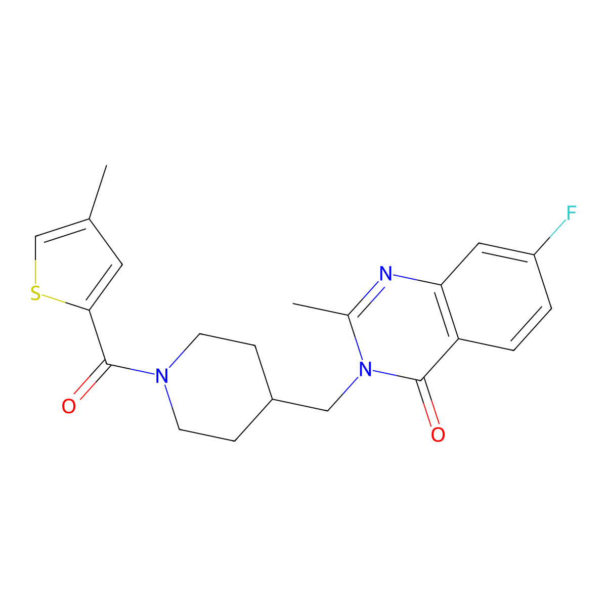 7-Fluoro-2-methyl-3-{[1-(4-methylthiophene-2-carbonyl)piperidin-4-yl]methyl}-3,4-dihydroquinazolin-4-one molecular structure, CAS 2415455-86-4