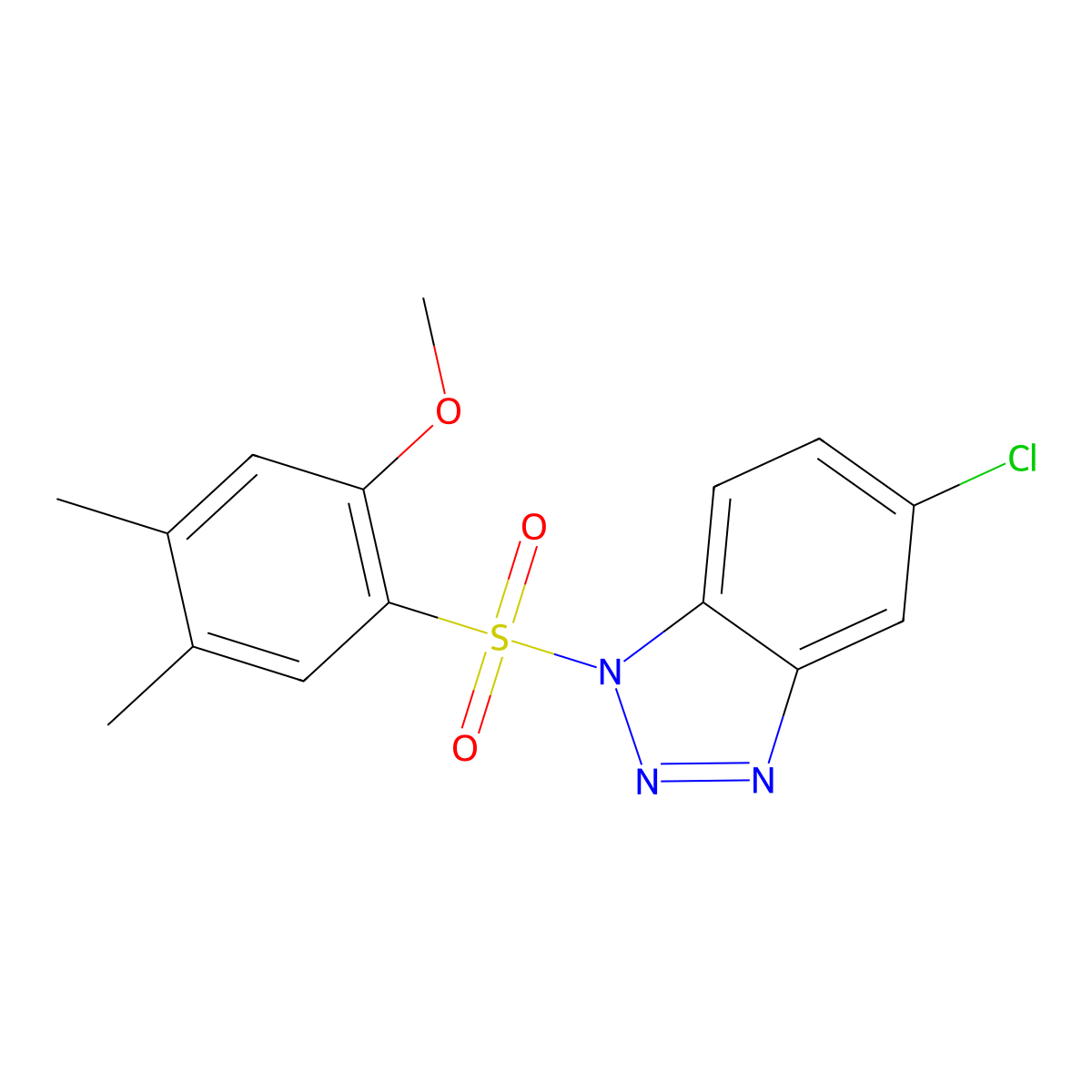 5-chloro-1-(2-methoxy-4,5-dimethylbenzenesulfonyl)-1H-1,2,3-benzotriazole molecular structure, CAS 2415455-88-6