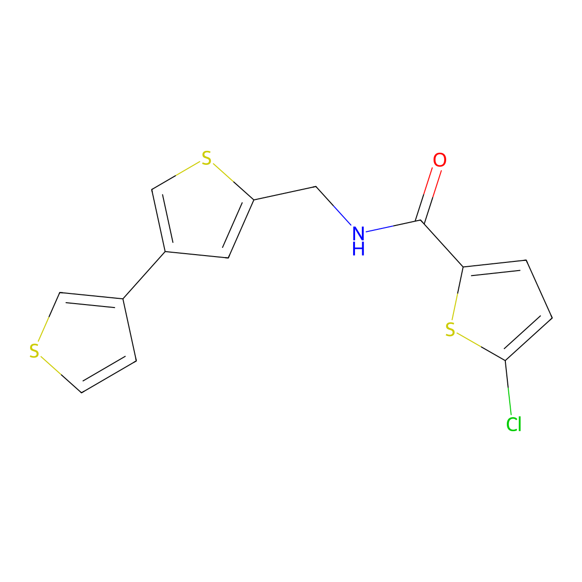 N-({[3,3'-bithiophene]-5-yl}methyl)-5-chlorothiophene-2-carboxamide molecular structure, CAS 2415455-90-0