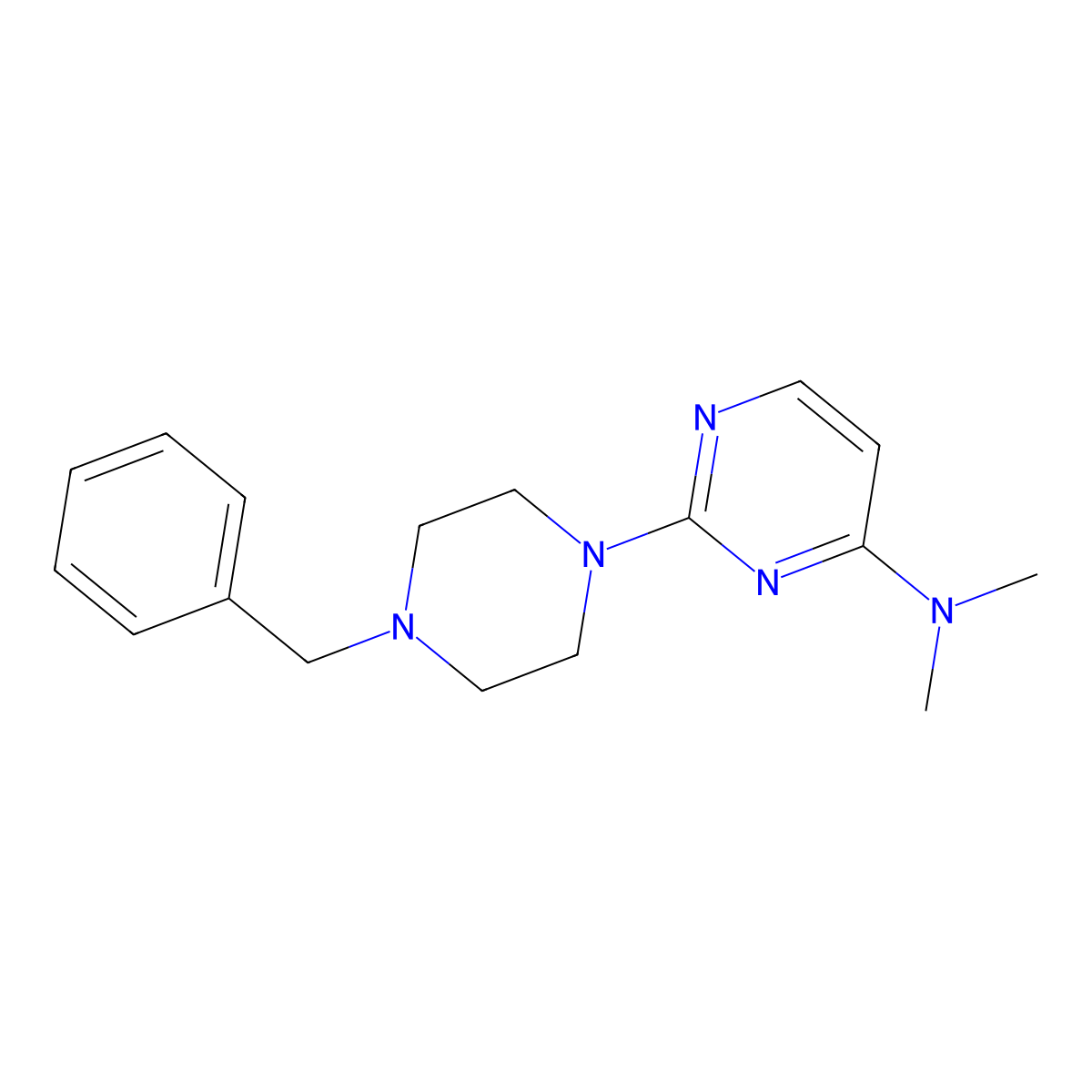 2-(4-benzylpiperazin-1-yl)-N,N-dimethylpyrimidin-4-amine molecular structure, CAS 2415455-95-5