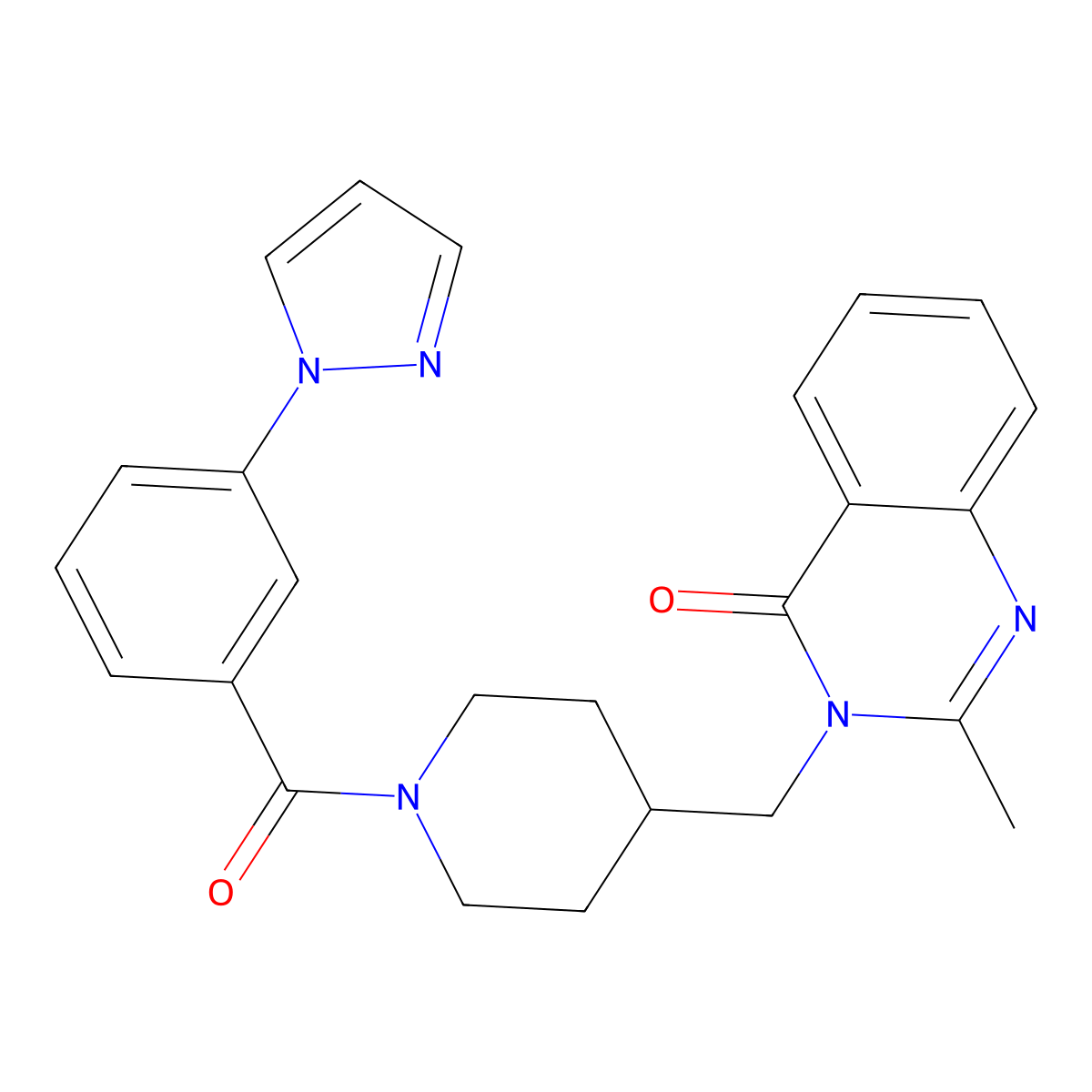 2-methyl-3-({1-[3-(1H-pyrazol-1-yl)benzoyl]piperidin-4-yl}methyl)-3,4-dihydroquinazolin-4-one molecular structure, CAS 2415455-97-7