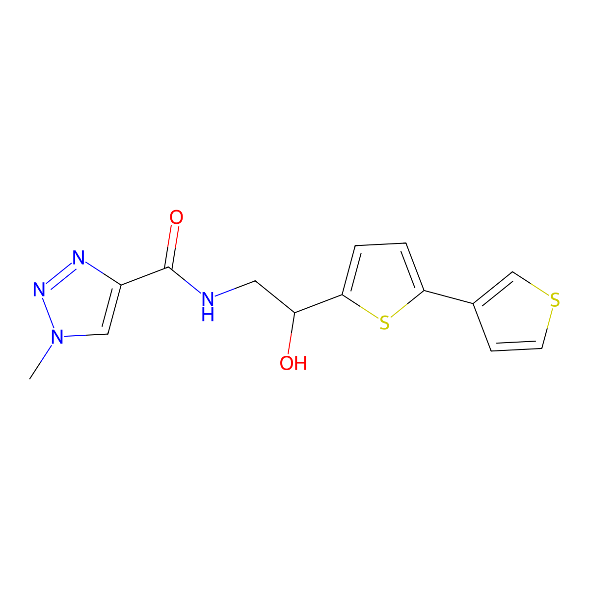 N-(2-{[2,3'-bithiophene]-5-yl}-2-hydroxyethyl)-1-methyl-1H-1,2,3-triazole-4-carboxamide molecular structure, CAS 2415456-05-0