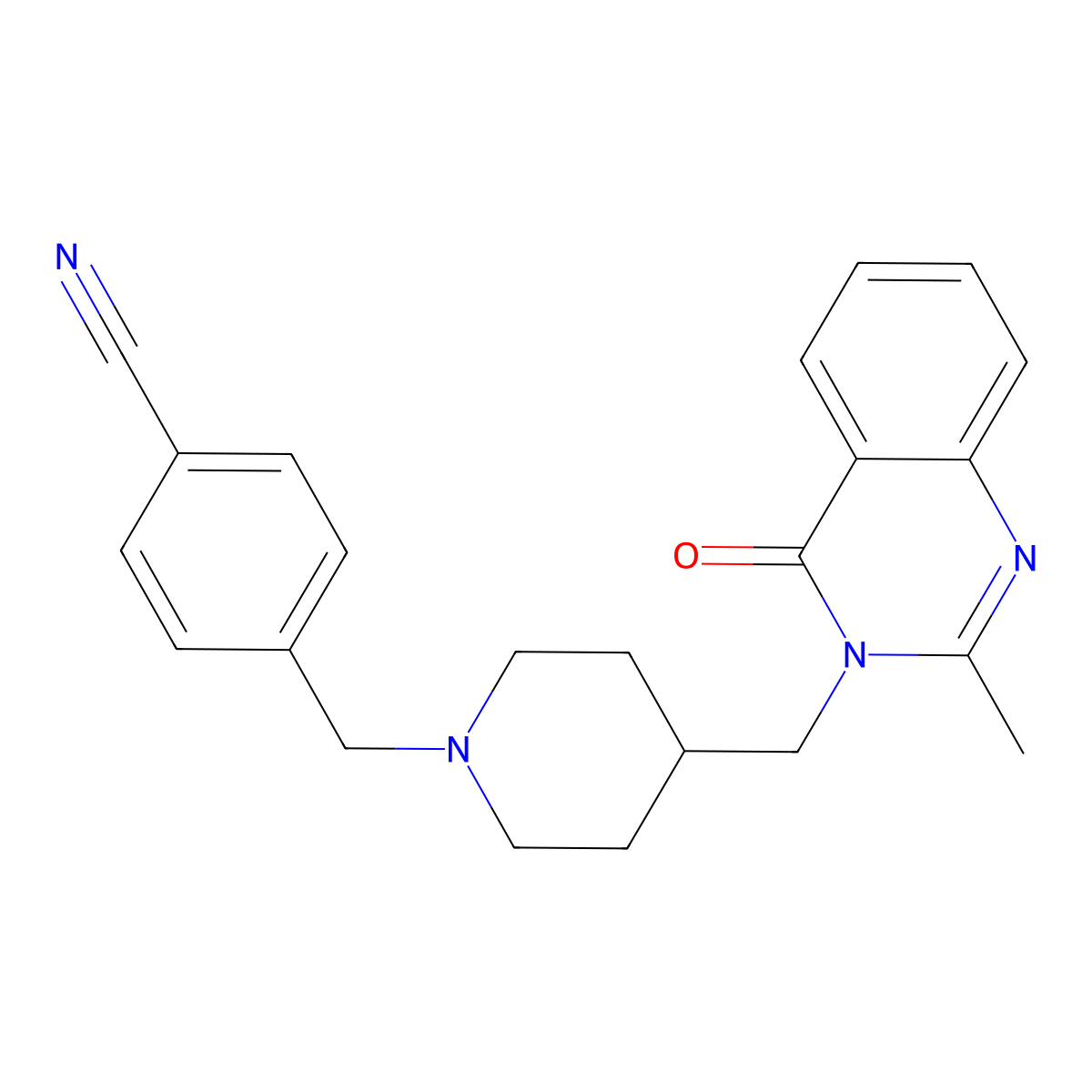 4-({4-[(2-Methyl-4-oxo-3,4-dihydroquinazolin-3-yl)methyl]piperidin-1-yl}methyl)benzonitrile molecular structure, CAS 2415456-06-1