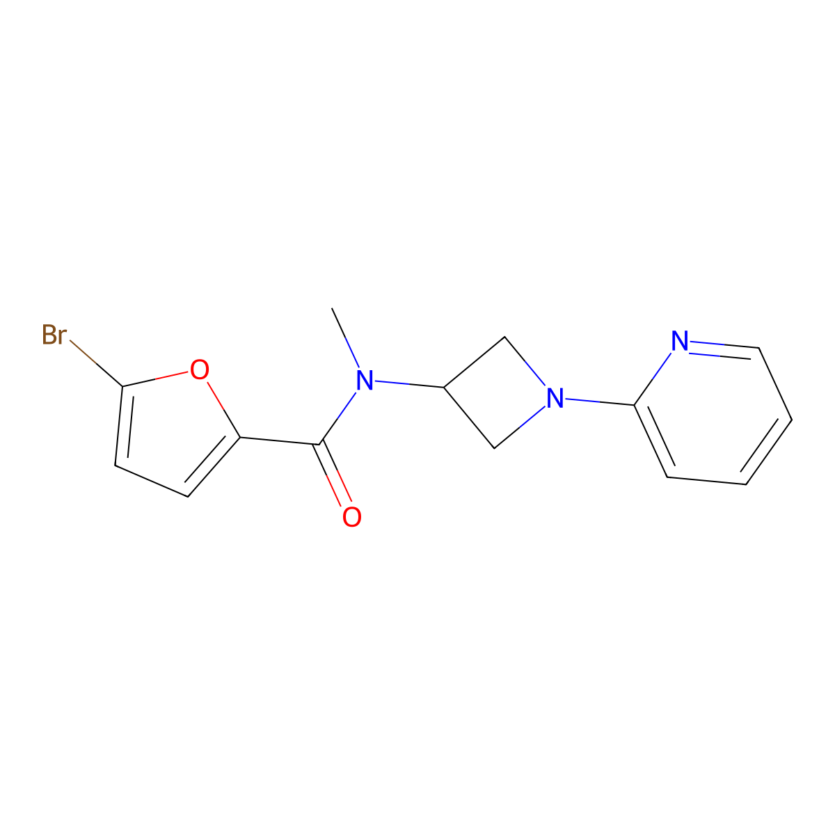 5-bromo-N-methyl-N-[1-(pyridin-2-yl)azetidin-3-yl]furan-2-carboxamide molecular structure, CAS 2415456-12-9