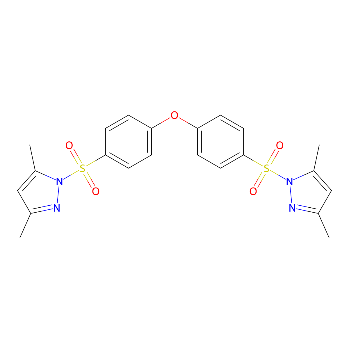 1-(4-{4-[(3,5-dimethyl-1H-pyrazol-1-yl)sulfonyl]phenoxy}benzenesulfonyl)-3,5-dimethyl-1H-pyrazole molecular structure, CAS 2415456-18-5