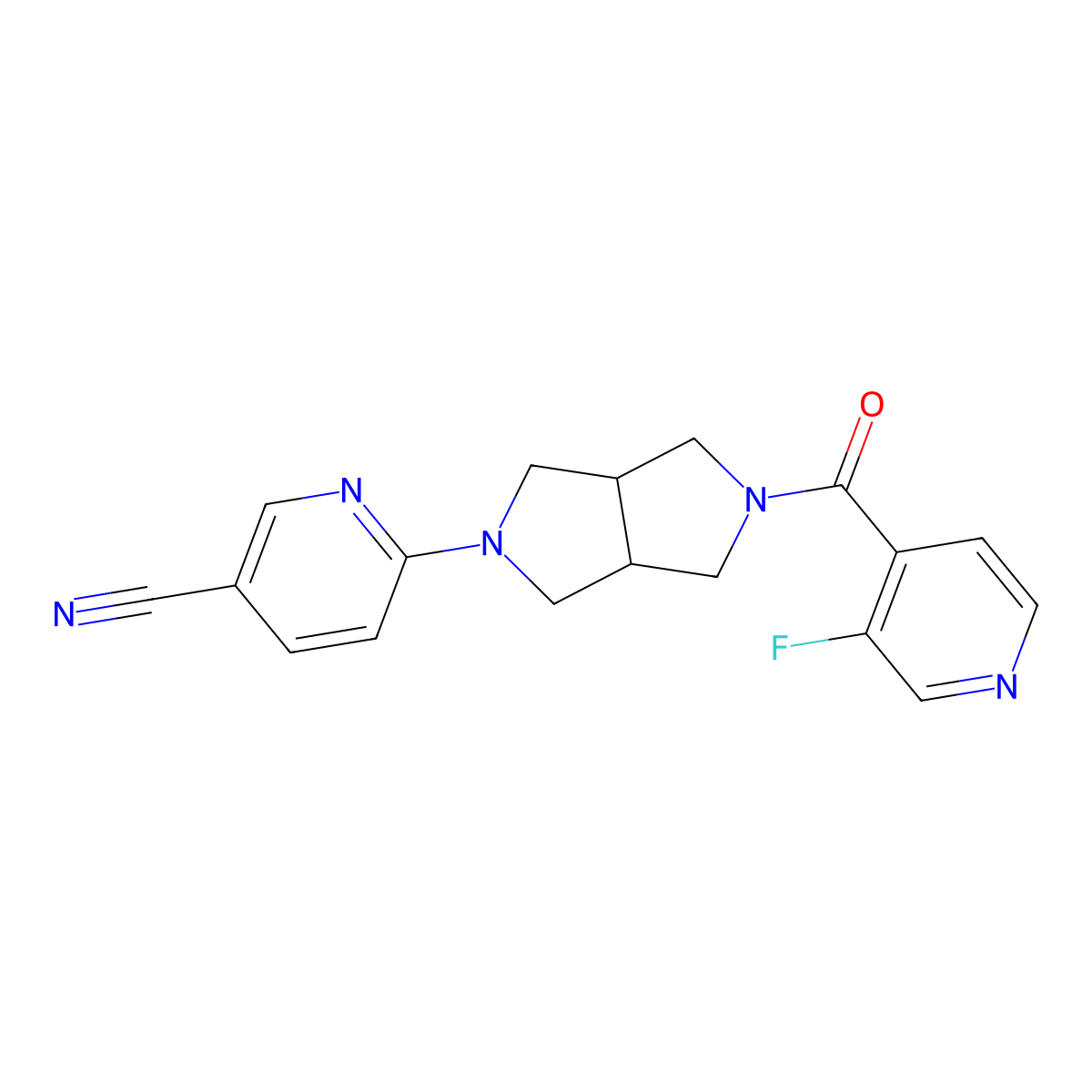 6-[5-(3-Fluoropyridine-4-carbonyl)-octahydropyrrolo[3,4-c]pyrrol-2-yl]pyridine-3-carbonitrile molecular structure, CAS 2415456-25-4
