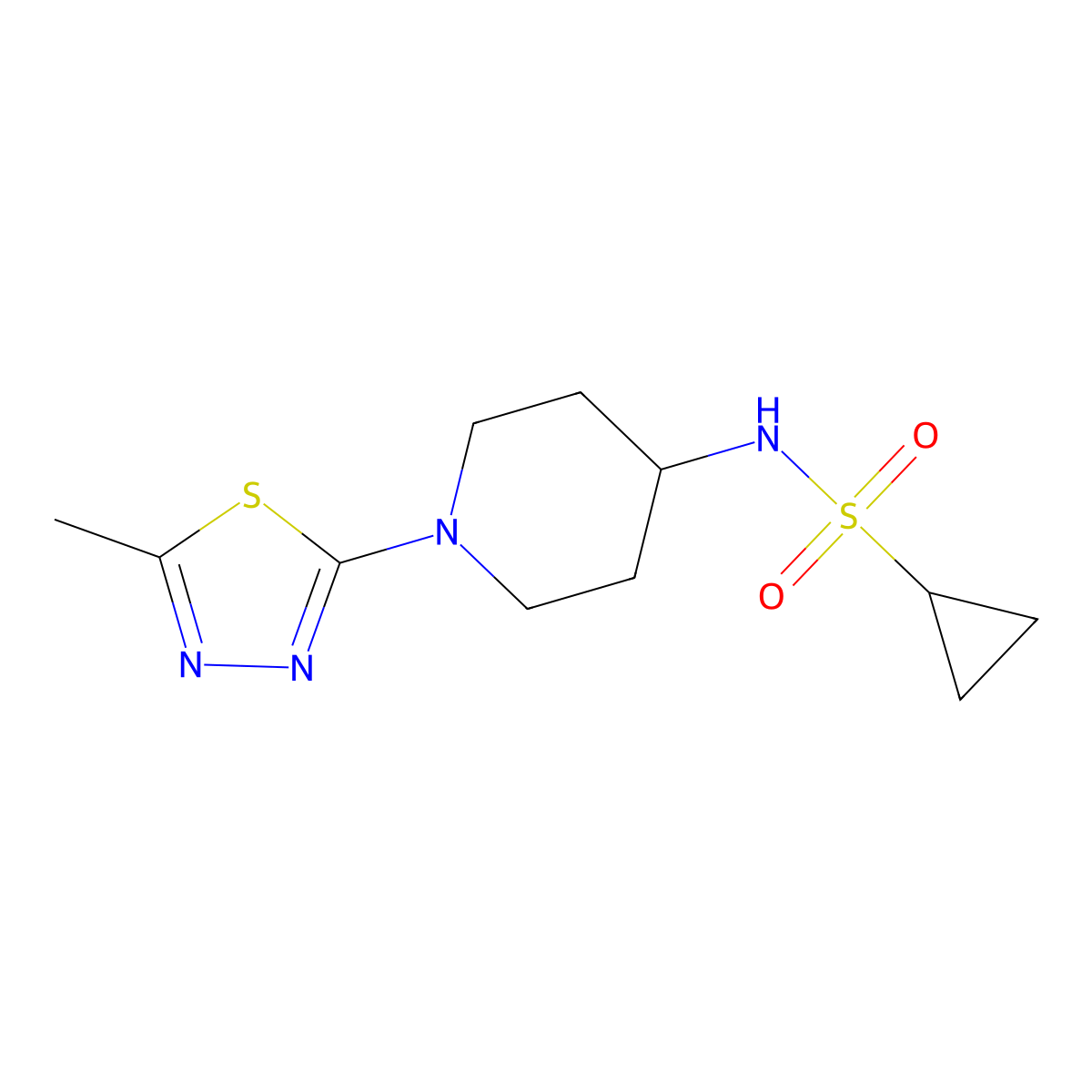N-[1-(5-methyl-1,3,4-thiadiazol-2-yl)piperidin-4-yl]cyclopropanesulfonamide molecular structure, CAS 2415456-26-5