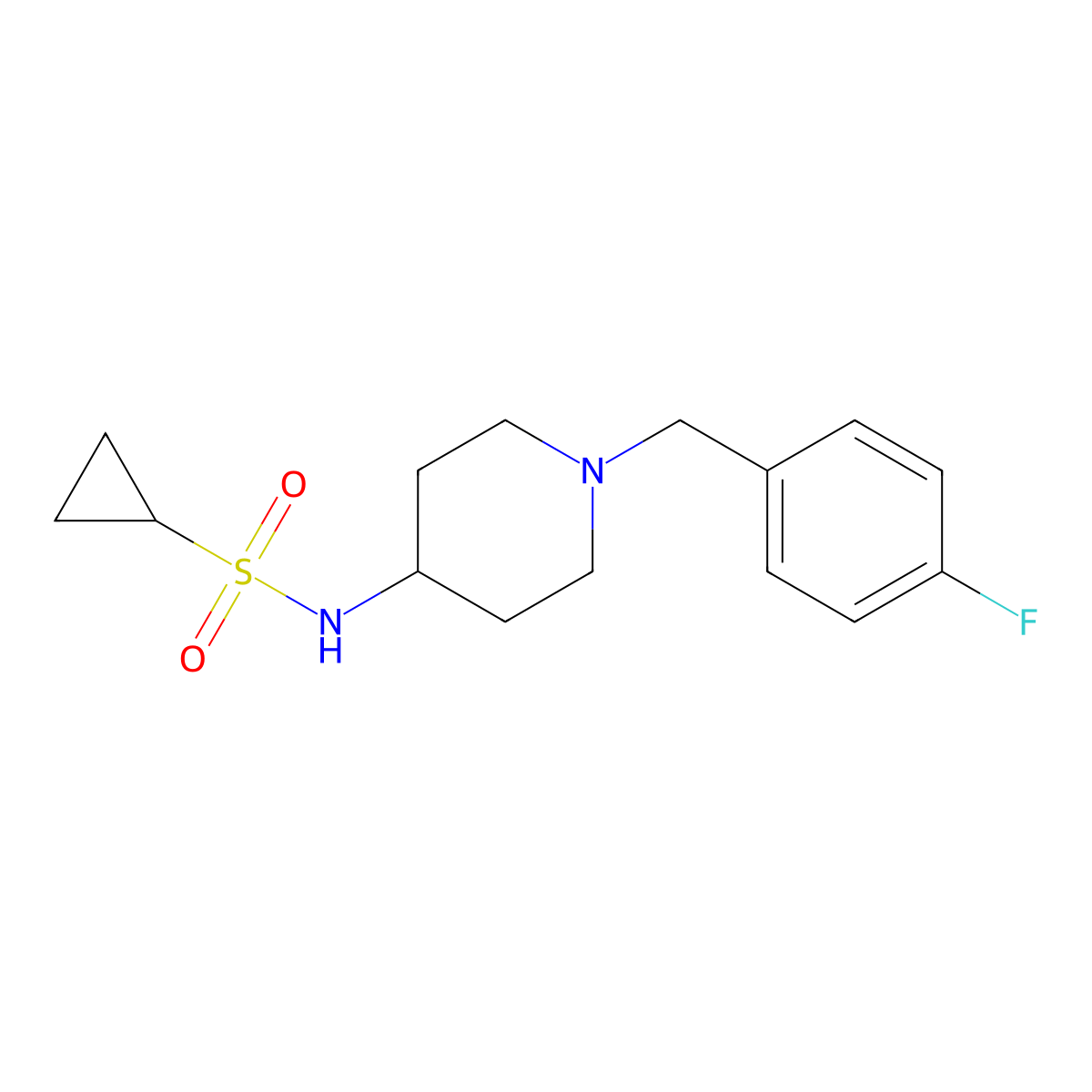 N-{1-[(4-fluorophenyl)methyl]piperidin-4-yl}cyclopropanesulfonamide molecular structure, CAS 2415456-33-4