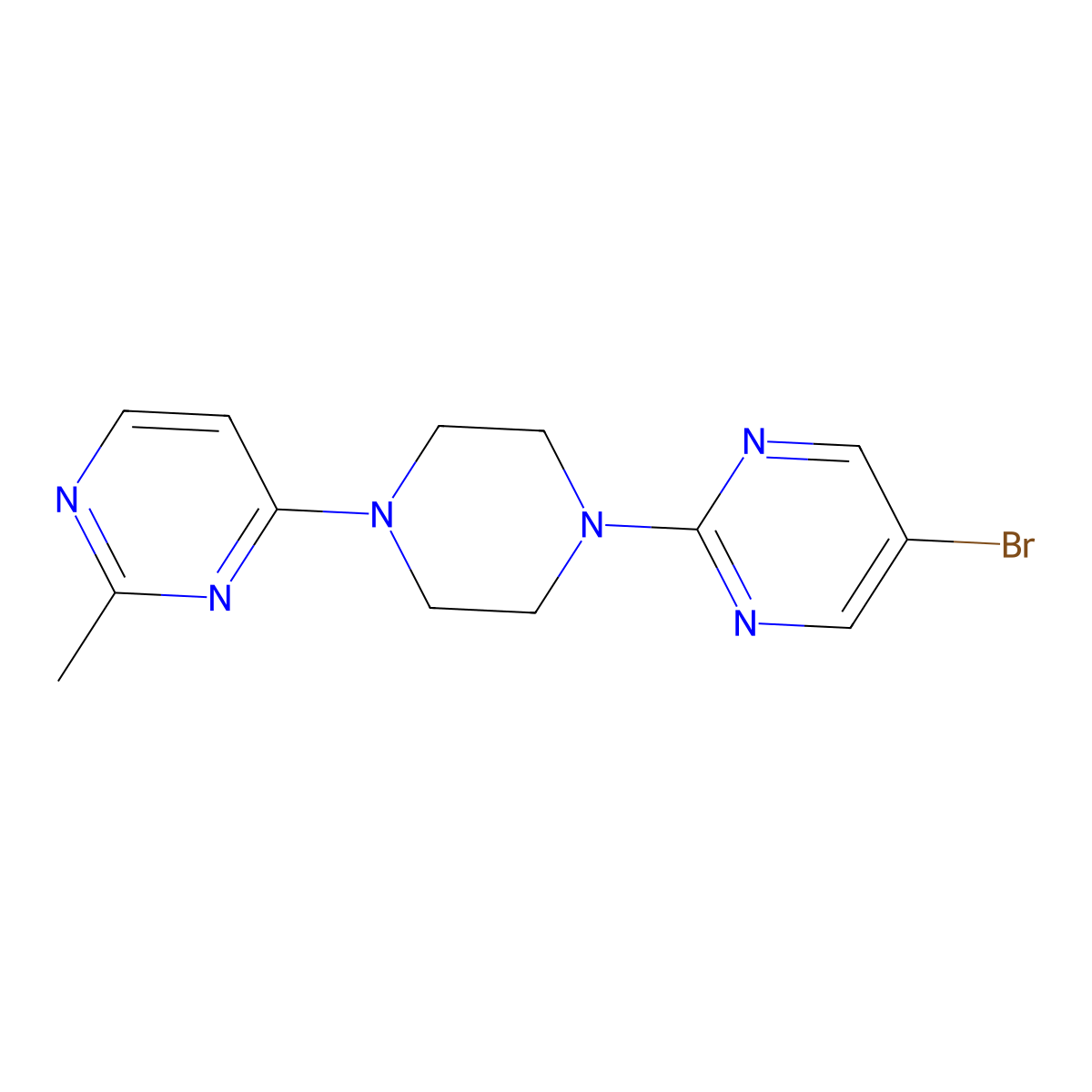 4-[4-(5-Bromopyrimidin-2-yl)piperazin-1-yl]-2-methylpyrimidine molecular structure, CAS 2415456-38-9