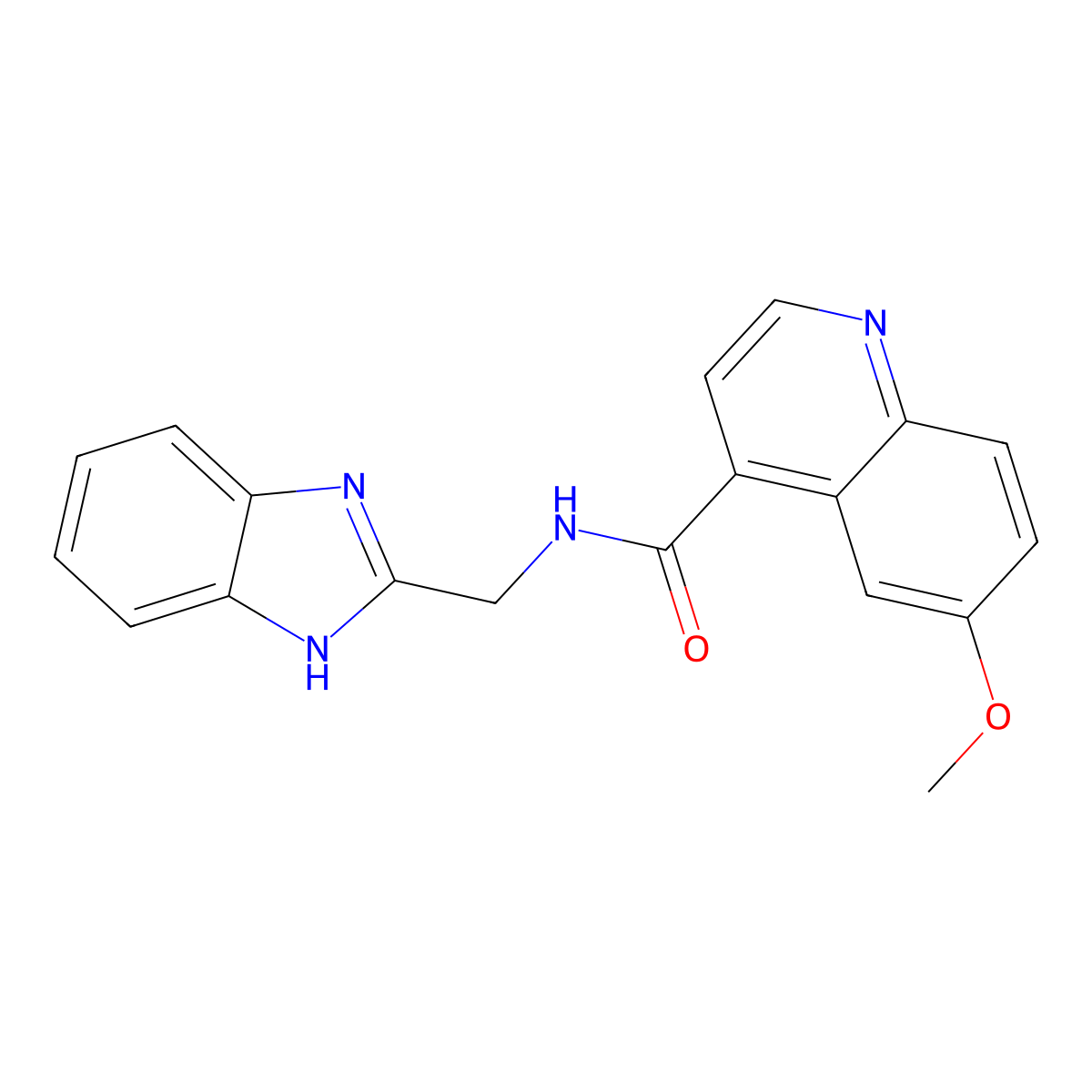 N-[(1H-1,3-benzodiazol-2-yl)methyl]-6-methoxyquinoline-4-carboxamide molecular structure, CAS 2415456-39-0