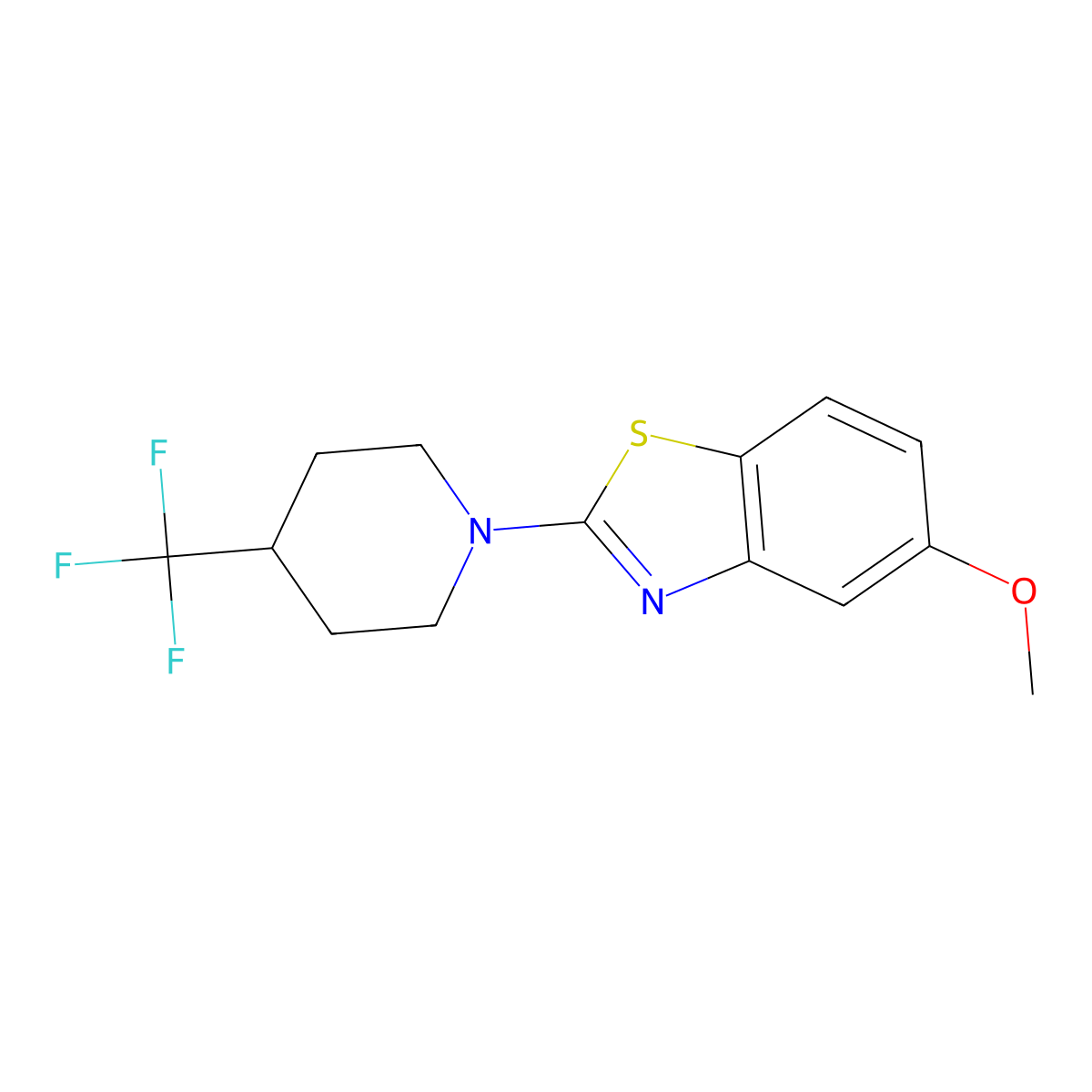5-Methoxy-2-[4-(trifluoromethyl)piperidin-1-yl]-1,3-benzothiazole molecular structure, CAS 2415456-46-9