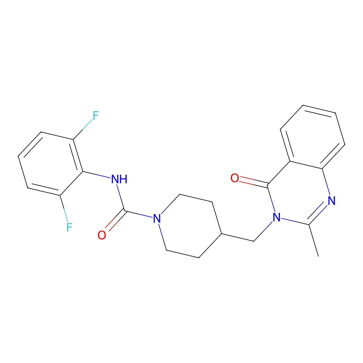 N-(2,6-difluorophenyl)-4-[(2-methyl-4-oxo-3,4-dihydroquinazolin-3-yl)methyl]piperidine-1-carboxamide molecular structure, CAS 2415456-51-6
