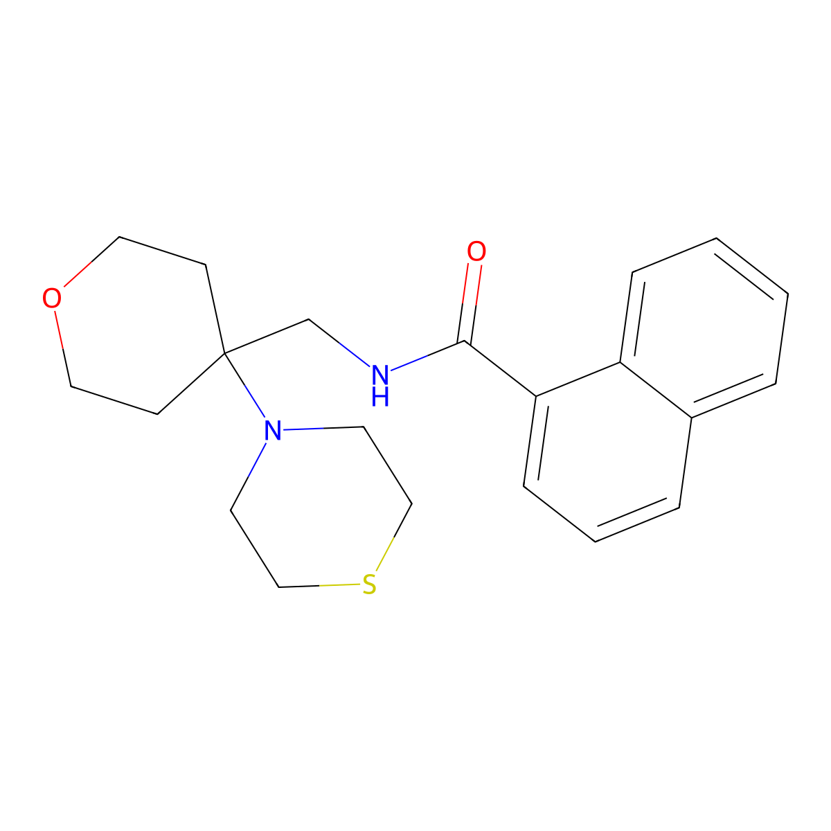 N-{[4-(thiomorpholin-4-yl)oxan-4-yl]methyl}naphthalene-1-carboxamide molecular structure, CAS 2415456-53-8