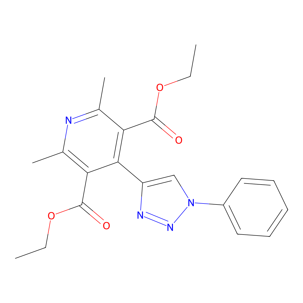 3,5-diethyl 2,6-dimethyl-4-(1-phenyl-1H-1,2,3-triazol-4-yl)pyridine-3,5-dicarboxylate molecular structure, CAS 2415456-56-1