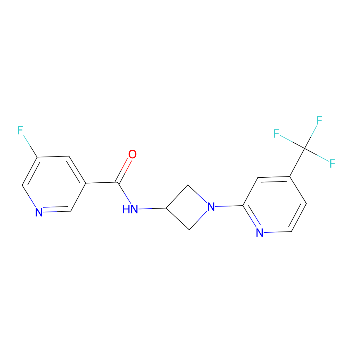 5-fluoro-N-{1-[4-(trifluoromethyl)pyridin-2-yl]azetidin-3-yl}pyridine-3-carboxamide molecular structure, CAS 2415456-57-2