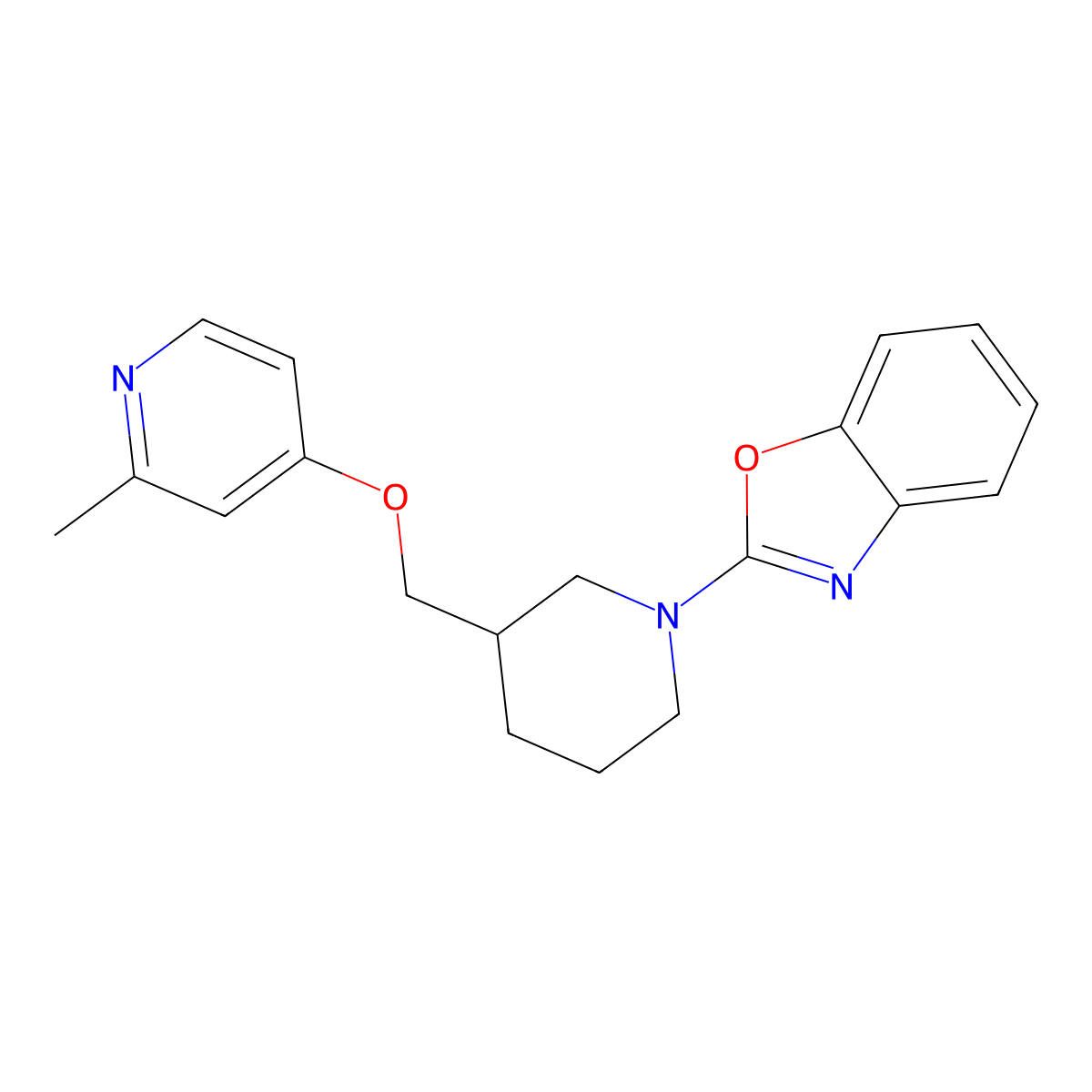 2-(3-{[(2-Methylpyridin-4-yl)oxy]methyl}piperidin-1-yl)-1,3-benzoxazole molecular structure, CAS 2415456-60-7