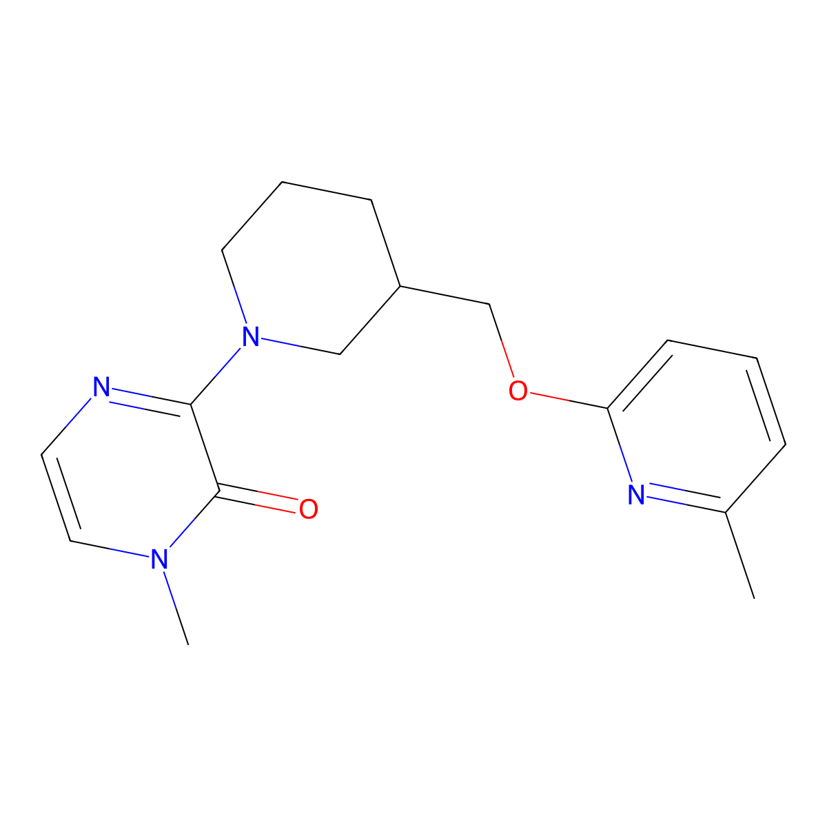 1-Methyl-3-(3-{[(6-methylpyridin-2-yl)oxy]methyl}piperidin-1-yl)-1,2-dihydropyrazin-2-one molecular structure, CAS 2415456-63-0