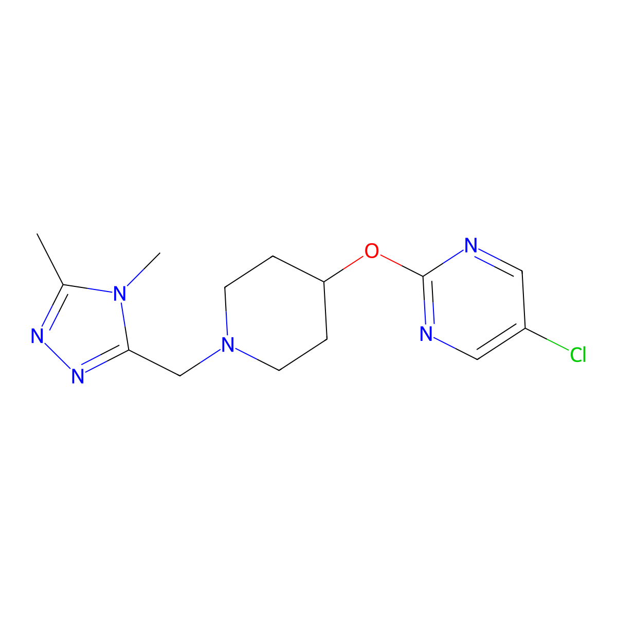 5-chloro-2-({1-[(4,5-dimethyl-4H-1,2,4-triazol-3-yl)methyl]piperidin-4-yl}oxy)pyrimidine molecular structure, CAS 2415456-66-3