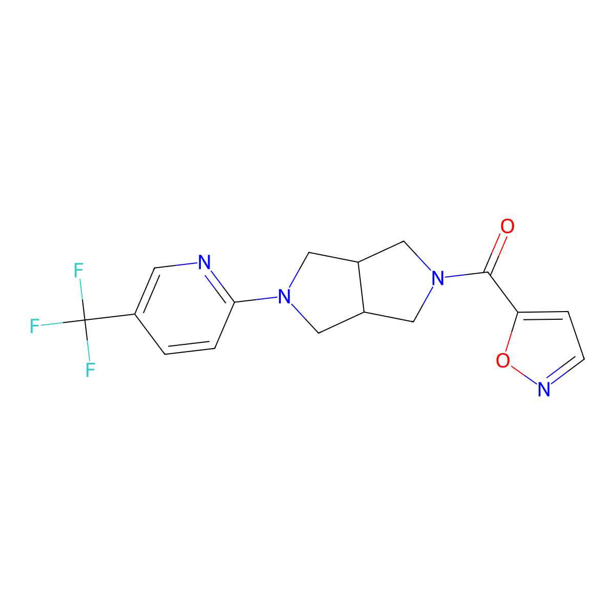 2-[5-(1,2-Oxazole-5-carbonyl)-octahydropyrrolo[3,4-c]pyrrol-2-yl]-5-(trifluoromethyl)pyridine molecular structure, CAS 2415456-67-4