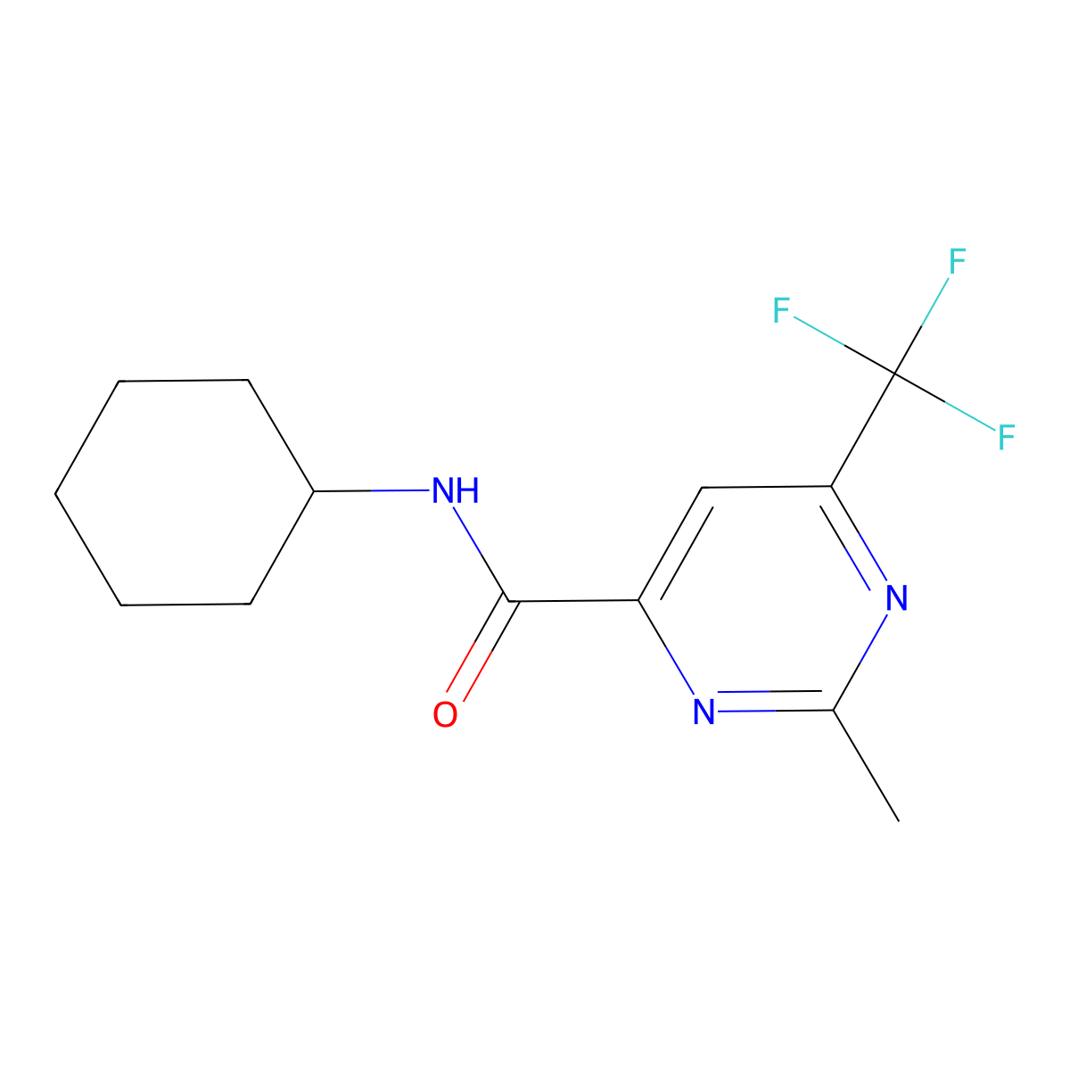 N-Cyclohexyl-2-methyl-6-(trifluoromethyl)pyrimidine-4-carboxamide molecular structure, CAS 2415456-73-2