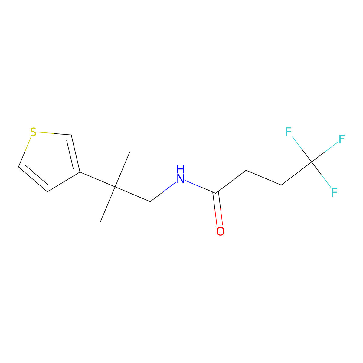 4,4,4-trifluoro-N-[2-methyl-2-(thiophen-3-yl)propyl]butanamide molecular structure, CAS 2415456-76-5
