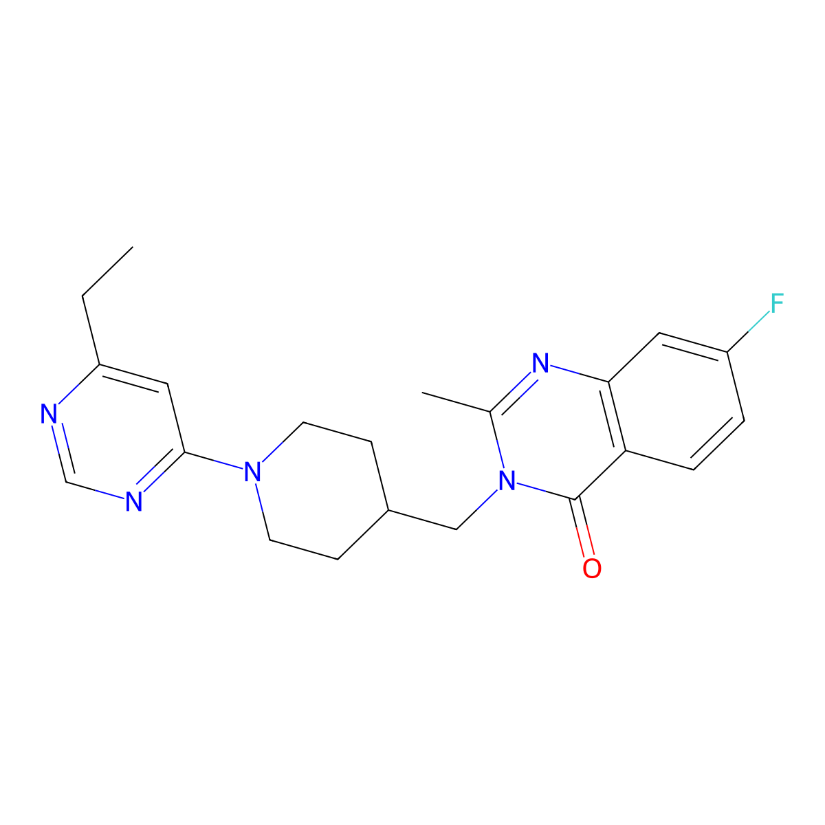 3-{[1-(6-Ethylpyrimidin-4-yl)piperidin-4-yl]methyl}-7-fluoro-2-methyl-3,4-dihydroquinazolin-4-one molecular structure, CAS 2415456-78-7