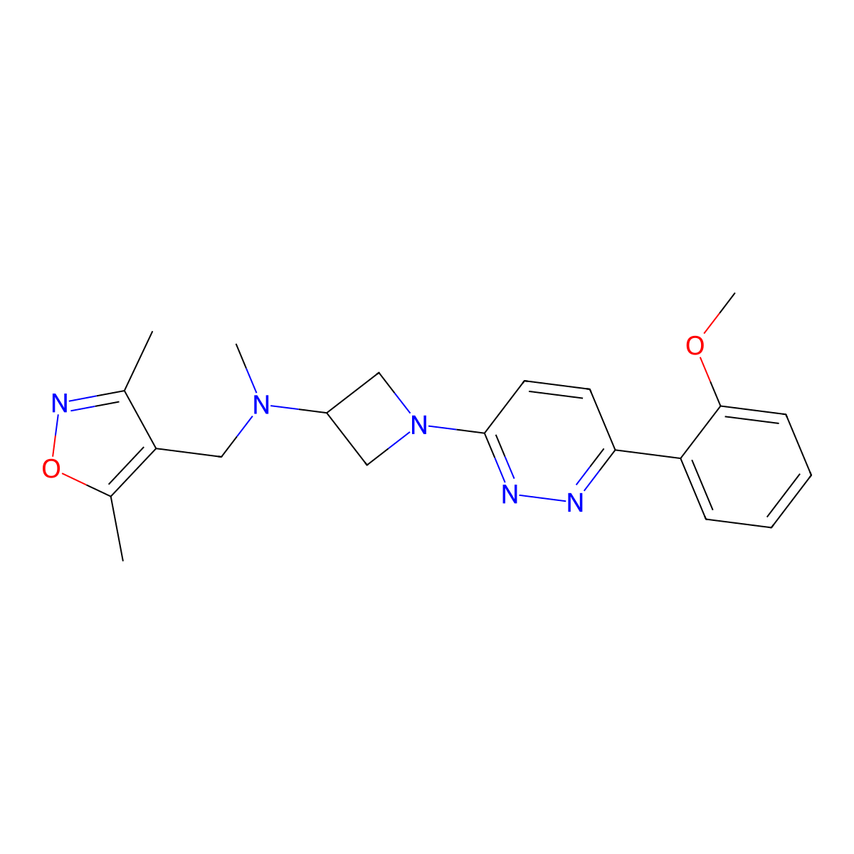 N-[(3,5-Dimethyl-1,2-oxazol-4-yl)methyl]-1-[6-(2-methoxyphenyl)pyridazin-3-yl]-N-methylazetidin-3-amine molecular structure, CAS 2415456-79-8