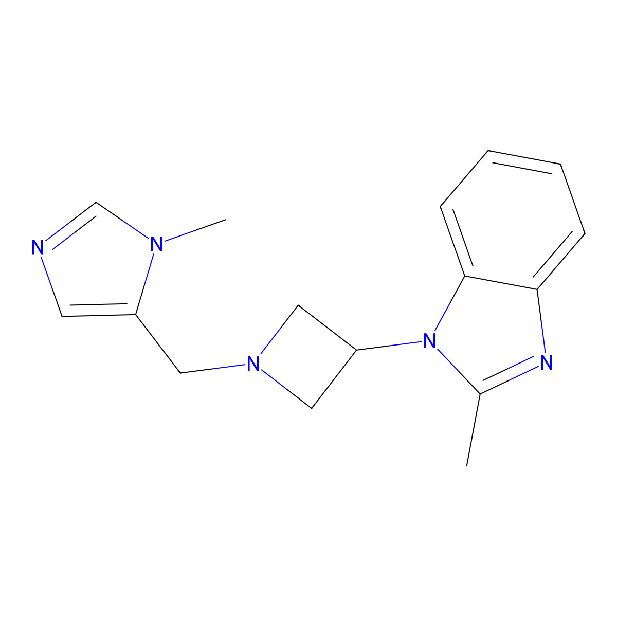 2-methyl-1-{1-[(1-methyl-1H-imidazol-5-yl)methyl]azetidin-3-yl}-1H-1,3-benzodiazole molecular structure, CAS 2415456-86-7