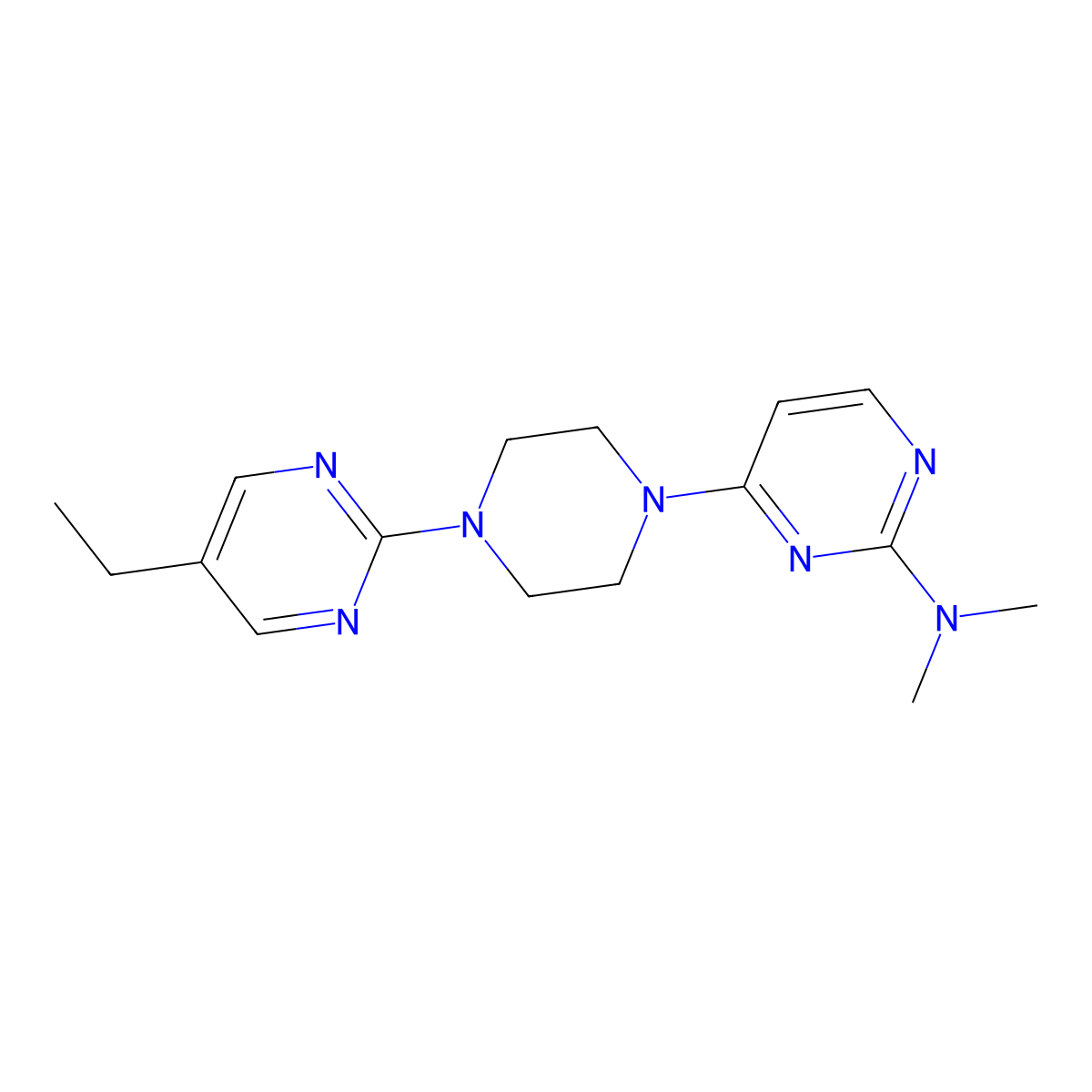 4-[4-(5-Ethylpyrimidin-2-yl)piperazin-1-yl]-N,N-dimethylpyrimidin-2-amine molecular structure, CAS 2415456-88-9