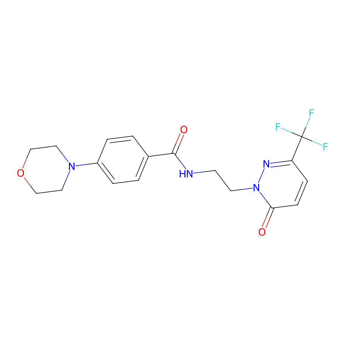 4-(morpholin-4-yl)-N-{2-[6-oxo-3-(trifluoromethyl)-1,6-dihydropyridazin-1-yl]ethyl}benzamide molecular structure, CAS 2415456-89-0