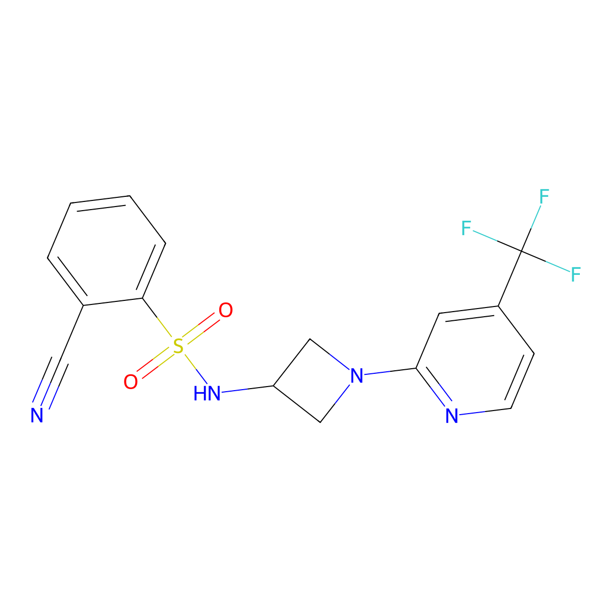 2-cyano-N-{1-[4-(trifluoromethyl)pyridin-2-yl]azetidin-3-yl}benzene-1-sulfonamide molecular structure, CAS 2415456-90-3