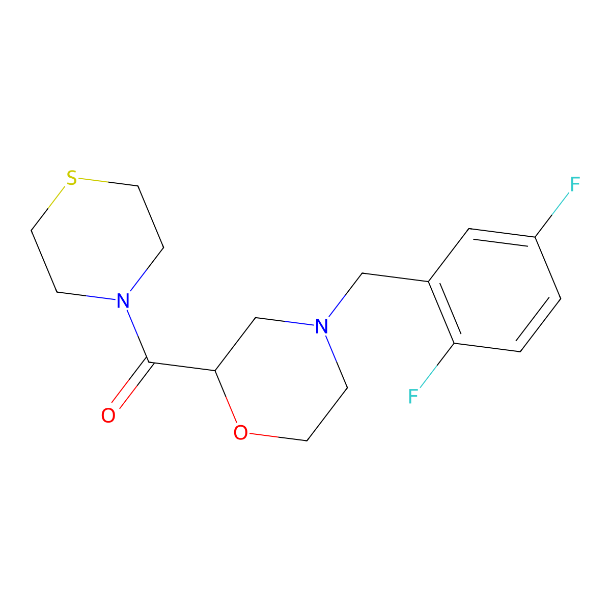 4-[(2,5-Difluorophenyl)methyl]-2-(thiomorpholine-4-carbonyl)morpholine molecular structure, CAS 2415456-93-6