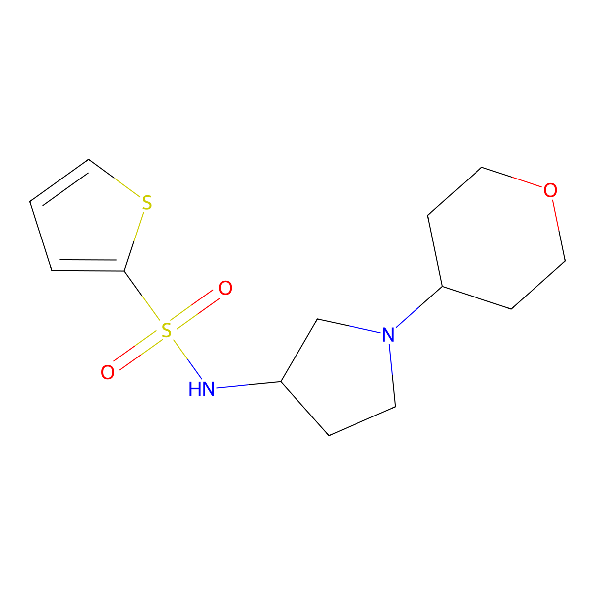 N-[1-(Oxan-4-yl)pyrrolidin-3-yl]thiophene-2-sulfonamide molecular structure, CAS 2415456-95-8