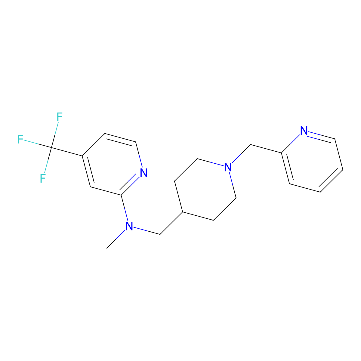 N-methyl-N-({1-[(pyridin-2-yl)methyl]piperidin-4-yl}methyl)-4-(trifluoromethyl)pyridin-2-amine molecular structure, CAS 2415456-96-9