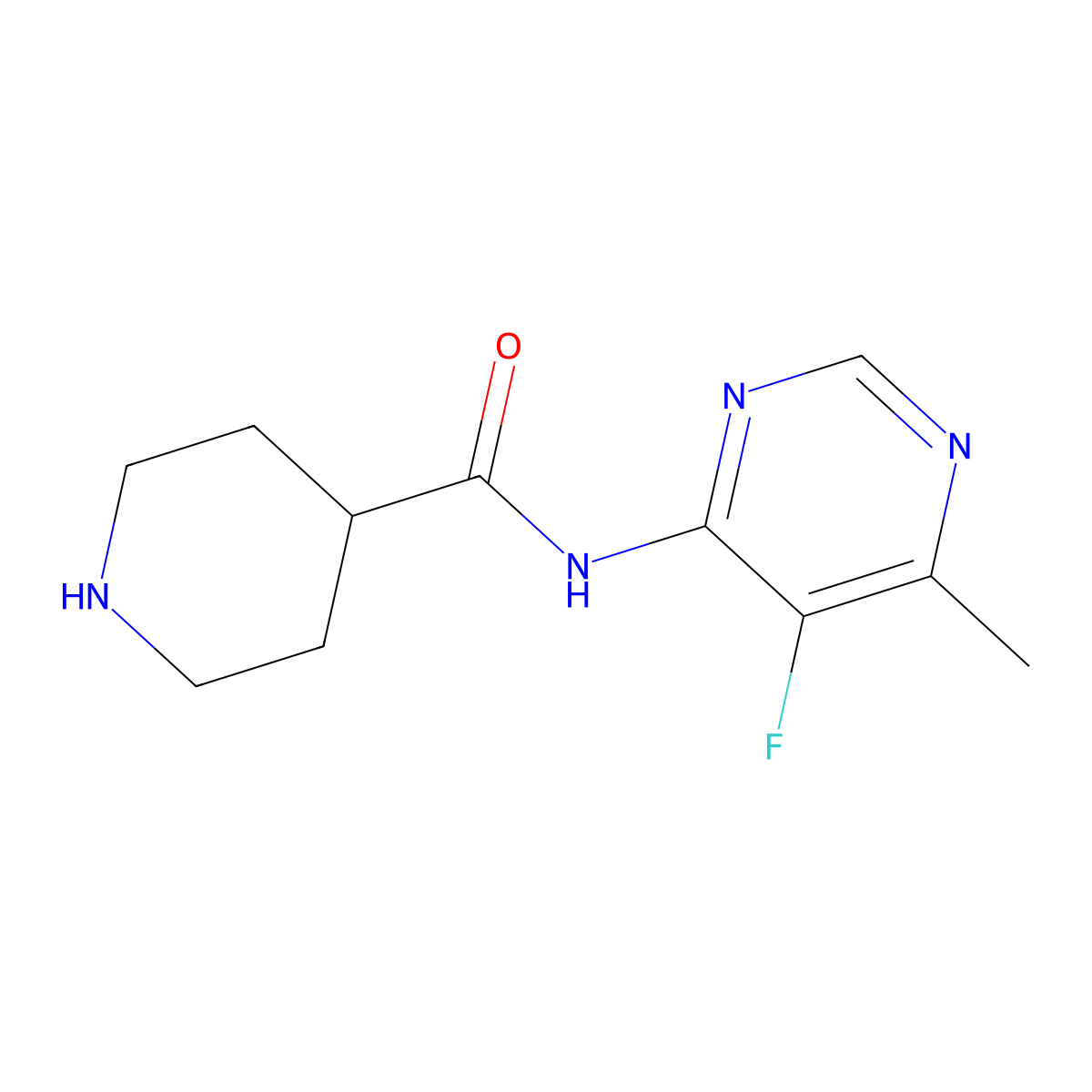 N-(5-Fluoro-6-methylpyrimidin-4-yl)piperidine-4-carboxamide molecular structure, CAS 2415456-98-1