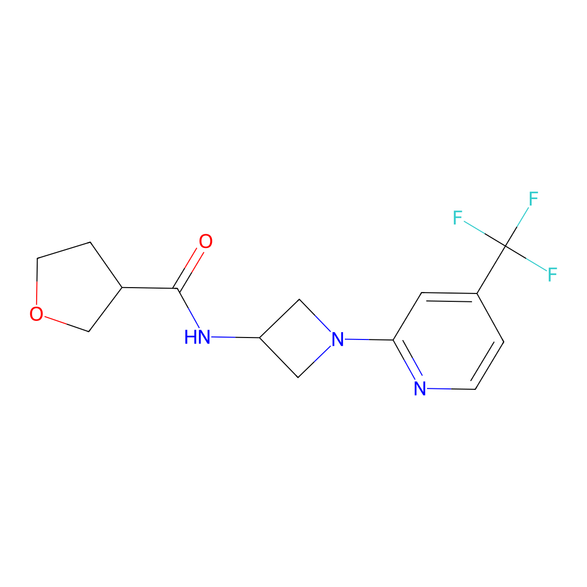 N-{1-[4-(trifluoromethyl)pyridin-2-yl]azetidin-3-yl}oxolane-3-carboxamide molecular structure, CAS 2415457-07-5