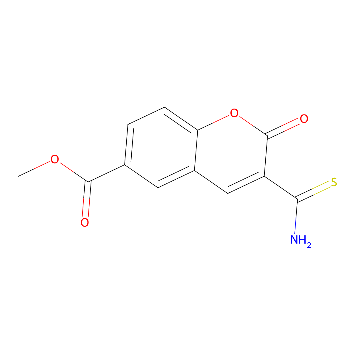 methyl 3-carbamothioyl-2-oxo-2H-chromene-6-carboxylate molecular structure, CAS 2415457-12-2